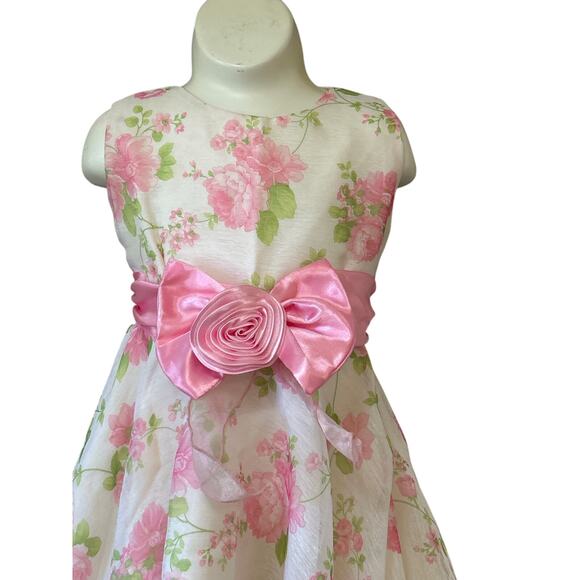 Girls “OK Kids” Spring Floral Sheer Dress Ivory Pink SZ 10 Sleeveless - Picture 3 of 8